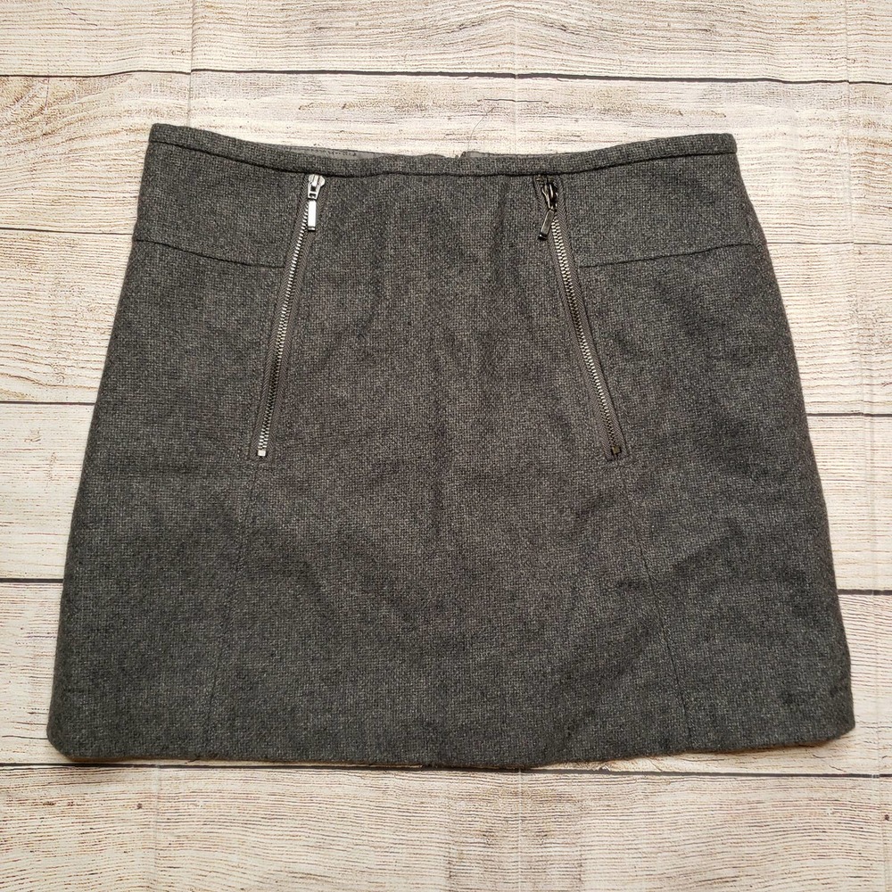 ❤️KENAR Gray Wool Blend Zipper Accents Lined Back Zip Skirt 2